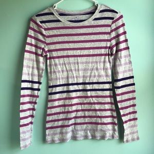 Old Navy purple & gray striped long sleeve tee